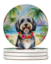 Load image into Gallery viewer, Tibetan Terrier Luau Large Sandstone Coasters Pack of 4
