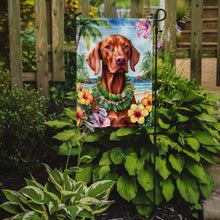 Load image into Gallery viewer, Vizsla Luau Garden Flag – Tropical Dog Decor with Hibiscus &amp; Palm Leaves