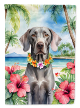 Load image into Gallery viewer, Weimaraner Luau Garden Flag – Tropical Dog Decor with Hibiscus &amp; Palm Leaves