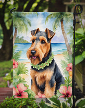 Load image into Gallery viewer, Welsh Terrier Luau Garden Flag – Tropical Dog Decor with Hibiscus &amp; Palm Leaves
