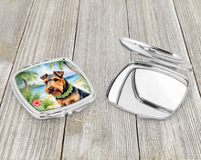 Load image into Gallery viewer, Welsh Terrier Luau Compact Mirror – Stylish Purse Mirror with Artistic Covers