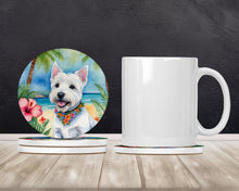 Load image into Gallery viewer, Westie Luau Large Sandstone Coasters Pack of 4