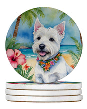 Load image into Gallery viewer, Westie Luau Large Sandstone Coasters Pack of 4