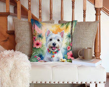 Load image into Gallery viewer, Westie Luau Throw Pillow - 14x14 Decorative Pillow – Art for Your Home &amp; Patio