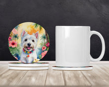 Load image into Gallery viewer, Westie Luau Large Sandstone Coasters Pack of 4