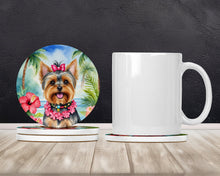 Load image into Gallery viewer, Yorkshire Terrier Luau Large Sandstone Coasters Pack of 4