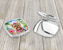 Load image into Gallery viewer, Yorkshire Terrier Luau Compact Mirror – Stylish Purse Mirror with Artistic Covers