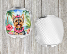 Load image into Gallery viewer, Yorkshire Terrier Luau Compact Mirror – Stylish Purse Mirror with Artistic Covers