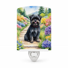 Load image into Gallery viewer, Affenpinscher Spring Garden Ceramic Night Light Compact, UL-Certified, Ideal for Bedroom, Bathroom, Nursery, Hallway, Kitchen, 6x4x3, Multicolor