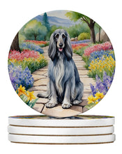 Load image into Gallery viewer, Afghan Hound Spring Garden Large Sandstone Coasters Pack of 4