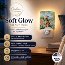 Load image into Gallery viewer, Airedale Terrier Spring Garden Ceramic Night Light Compact, UL-Certified, Ideal for Bedroom, Bathroom, Nursery, Hallway, Kitchen, 6x4x3, Multicolor