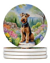 Load image into Gallery viewer, Airedale Terrier Spring Garden Large Sandstone Coasters Pack of 4