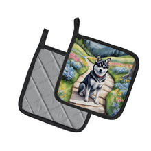 Load image into Gallery viewer, Alaskan Klee Kai Spring Garden Pot Holders - Set of 2 Decorative Kitchen Helpers | Made in the USA