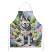 Load image into Gallery viewer, Alaskan Malamute Spring Garden Apron – Artist-Designed Kitchen, BBQ &amp; Craft Apron
