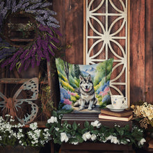 Load image into Gallery viewer, Alaskan Malamute Spring Garden Throw Pillow