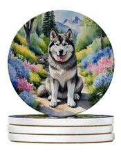 Load image into Gallery viewer, Alaskan Malamute Spring Garden Large Sandstone Coasters Pack of 4
