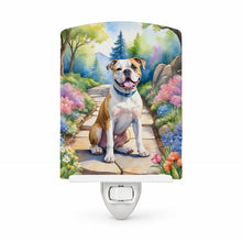 Load image into Gallery viewer, American Bulldog Spring Garden Ceramic Night Light Compact, UL-Certified, Ideal for Bedroom, Bathroom, Nursery, Hallway, Kitchen, 6x4x3, Multicolor