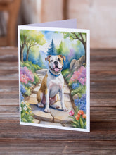 Load image into Gallery viewer, American Bulldog Spring Garden Greeting Cards - Blank Note Cards – 8-Pack of Artist-Designed Cards with Envelopes