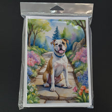 Load image into Gallery viewer, American Bulldog Spring Garden Greeting Cards - Blank Note Cards – 8-Pack of Artist-Designed Cards with Envelopes