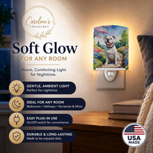 Load image into Gallery viewer, American Bulldog Spring Garden Ceramic Night Light Compact, UL-Certified, Ideal for Bedroom, Bathroom, Nursery, Hallway, Kitchen, 6x4x3, Multicolor