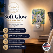 Load image into Gallery viewer, American Eskimo Spring Garden Ceramic Night Light Compact, UL-Certified, Ideal for Bedroom, Bathroom, Nursery, Hallway, Kitchen, 6x4x3, Multicolor
