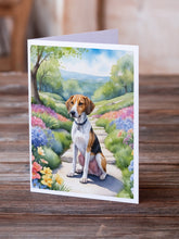 Load image into Gallery viewer, American Foxhound Spring Garden Greeting Cards - Blank Note Cards – 8-Pack of Artist-Designed Cards with Envelopes