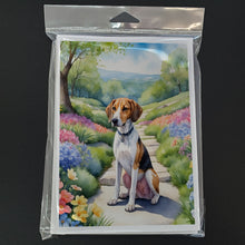 Load image into Gallery viewer, American Foxhound Spring Garden Greeting Cards - Blank Note Cards – 8-Pack of Artist-Designed Cards with Envelopes
