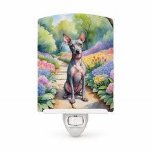 Load image into Gallery viewer, American Hairless Terrier Spring Garden Ceramic Night Light Compact, UL-Certified, Ideal for Bedroom, Bathroom, Nursery, Hallway, Kitchen, 6x4x3, Multicolor