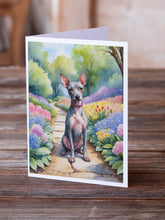 Load image into Gallery viewer, American Hairless Terrier Spring Garden Greeting Cards - Blank Note Cards – 8-Pack of Artist-Designed Cards with Envelopes