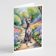 Load image into Gallery viewer, American Hairless Terrier Spring Garden Greeting Cards - Blank Note Cards – 8-Pack of Artist-Designed Cards with Envelopes