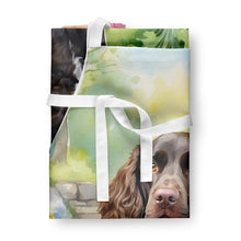 Load image into Gallery viewer, American Water Spaniel Spring Garden Apron – Artist-Designed Kitchen, BBQ &amp; Craft Apron