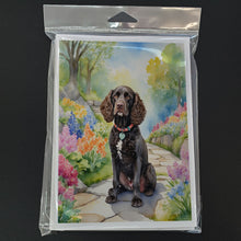 Load image into Gallery viewer, American Water Spaniel Spring Garden Greeting Cards - Blank Note Cards – 8-Pack of Artist-Designed Cards with Envelopes