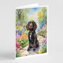 Load image into Gallery viewer, American Water Spaniel Spring Garden Greeting Cards - Blank Note Cards – 8-Pack of Artist-Designed Cards with Envelopes