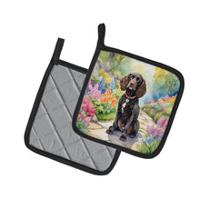 Load image into Gallery viewer, American Water Spaniel Spring Garden Pot Holders - Set of 2 Decorative Kitchen Helpers | Made in the USA