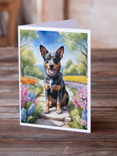 Load image into Gallery viewer, Australian Cattle Dog Spring Garden Greeting Cards - Blank Note Cards – 8-Pack of Artist-Designed Cards with Envelopes