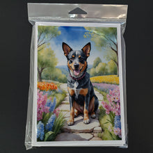 Load image into Gallery viewer, Australian Cattle Dog Spring Garden Greeting Cards - Blank Note Cards – 8-Pack of Artist-Designed Cards with Envelopes