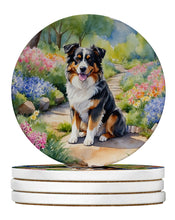 Load image into Gallery viewer, Australian Shepherd Spring Garden Large Sandstone Coasters Pack of 4