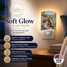 Load image into Gallery viewer, Australian Terrier Spring Garden Ceramic Night Light Compact, UL-Certified, Ideal for Bedroom, Bathroom, Nursery, Hallway, Kitchen, 6x4x3, Multicolor