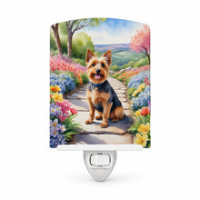 Load image into Gallery viewer, Australian Terrier Spring Garden Ceramic Night Light Compact, UL-Certified, Ideal for Bedroom, Bathroom, Nursery, Hallway, Kitchen, 6x4x3, Multicolor
