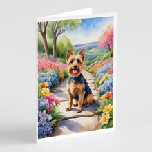 Load image into Gallery viewer, Australian Terrier Spring Garden Greeting Cards - Blank Note Cards – 8-Pack of Artist-Designed Cards with Envelopes