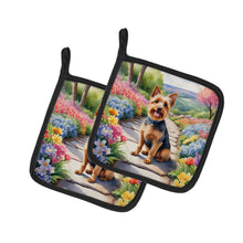 Load image into Gallery viewer, Australian Terrier Spring Garden Pot Holders - Set of 2 Decorative Kitchen Helpers | Made in the USA