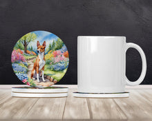 Load image into Gallery viewer, Basenji Spring Garden Large Sandstone Coasters Pack of 4