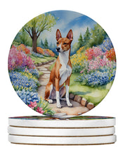 Load image into Gallery viewer, Basenji Spring Garden Large Sandstone Coasters Pack of 4