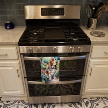 Load image into Gallery viewer, Basset Hound Spring Garden Kitchen Towel