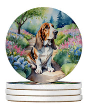 Load image into Gallery viewer, Basset Hound Spring Garden Large Sandstone Coasters Pack of 4