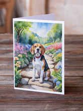 Load image into Gallery viewer, Beagle Spring Garden Greeting Cards - Blank Note Cards – 8-Pack of Artist-Designed Cards with Envelopes