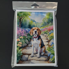 Load image into Gallery viewer, Beagle Spring Garden Greeting Cards - Blank Note Cards – 8-Pack of Artist-Designed Cards with Envelopes