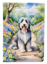 Load image into Gallery viewer, Bearded Collie Spring Path House Flag