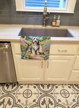Load image into Gallery viewer, Bearded Collie Spring Garden Kitchen Towel