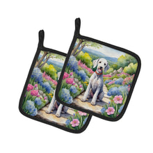 Load image into Gallery viewer, Bedlington Terrier Spring Garden Pot Holders - Set of 2 Decorative Kitchen Helpers | Made in the USA